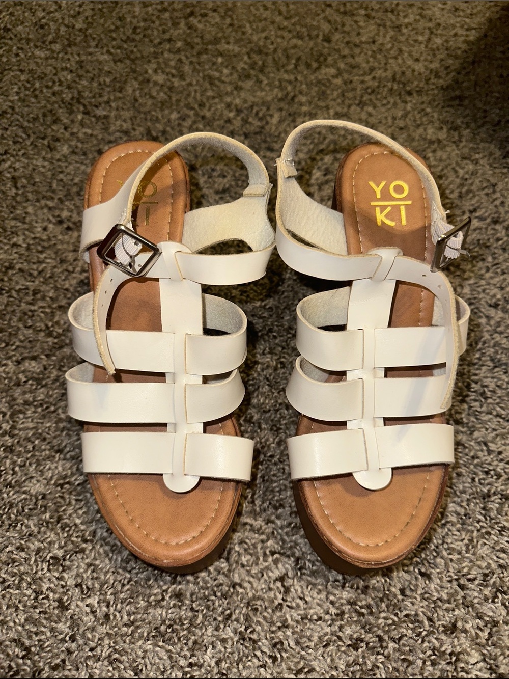 Yoki Platform White Multi-Strap Women's Sandals